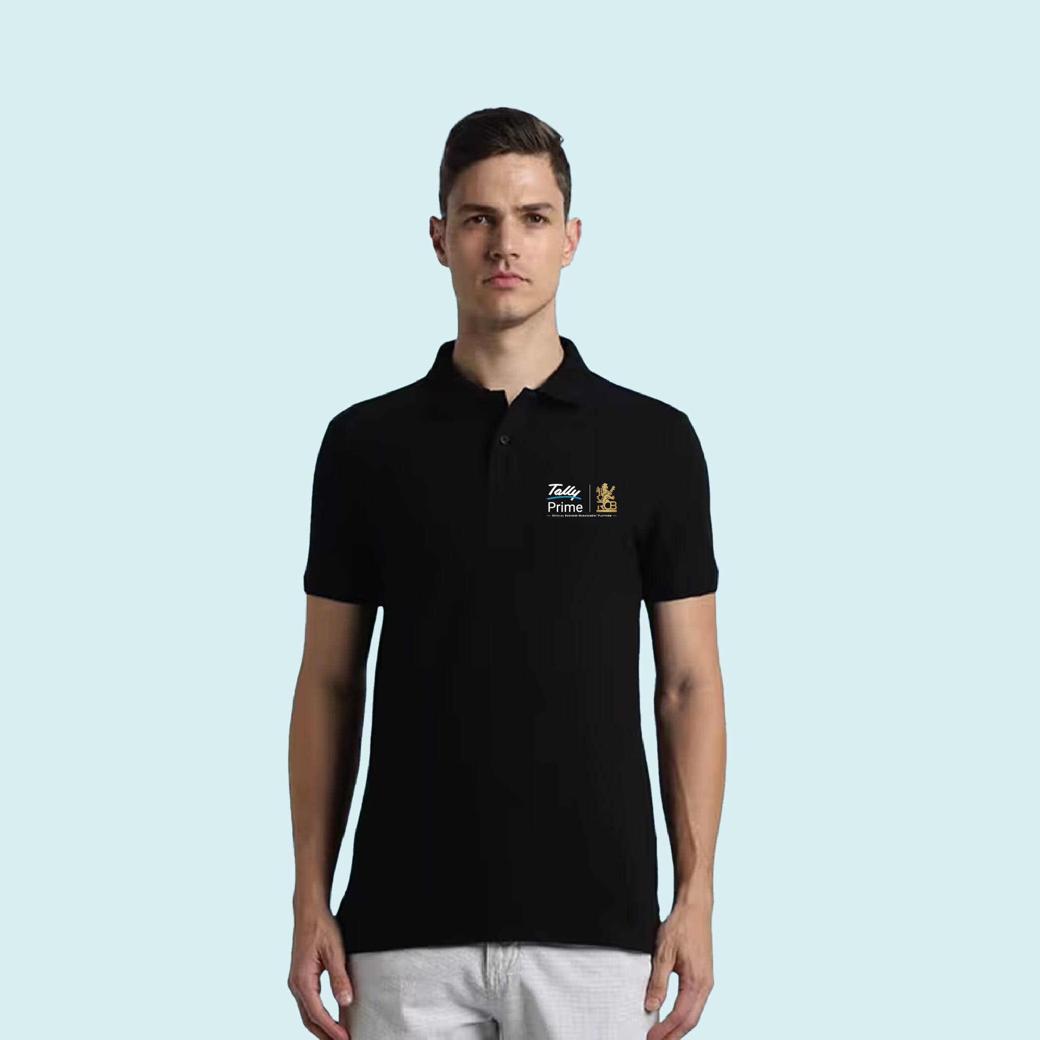 Jack&Jones Jacquard Plain Polo T-shirt- Black